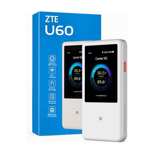 ZTE U60 mobiler Hotspot Router 5G WIFI - weiß Frequenzbänder: 5G:n1/ n3/ n7/ n8/ n20/ n28/ n38 PC3 n40/ n77/ n78 PC2 4G:FDD-LTE:B1/ B2/ B3/ B4/ B7/ B8/ B20/ B28 PC3 TDD-LTE:B38/ B40/ B42/ B43 PC3 3G:B