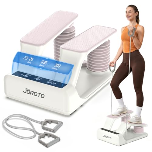 Image of JOROTO Air Stepper Exercise Machine with LED Monitor and Resistance Bands, 300LB Capacity Stair Stepper, 5-Level Adjustable Resistance and Low-Impact Steppers for Exercise at Home