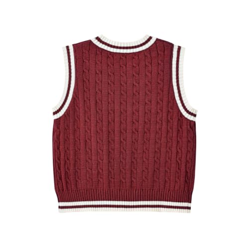 Image of Women's Sweater Vest,Y2K Sleeveless Pattern Preppy Style Knitted Crop Tank Top for Girl