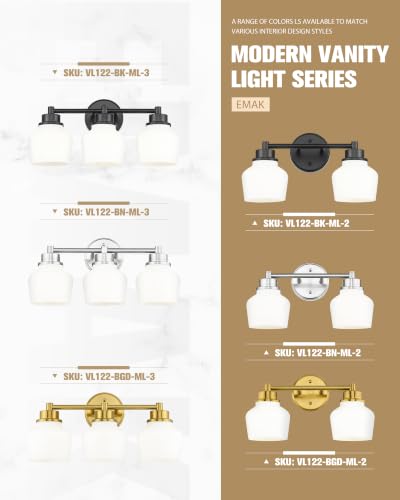 Image of Emak Brushed Gold Bathroom Light Fixture, Vintage Wall Sconce, Vanity Light
