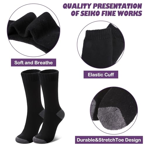 Image of LINEMIN Wool Socks for Women Winter Warm Hiking Thick Warm Cozy Boot Crew Gift Socks 5 Pairs