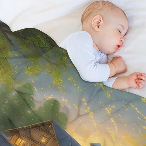Couverture de canapé douce en flanelle de paysage 150x200cm pour soirées cocooning