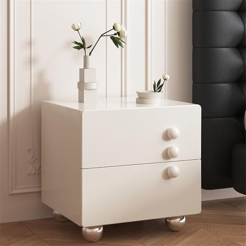 Tu Ye Mesilla de Noche, Mesita de Noche Mesita de Noche Simple y Moderna con 2 cajones Mesita de Noche con Almacenamiento Adecuado for Sala de Estar y Sala de Estar(Blanc,19.6 * 15.8 * 18.9in)