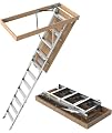 Attic Ladder Foldable, 10 Ft Multi-Purpose Attic Ladder Pull Down System, Aluminium Attic Stairs Pull Down, 350-pound Capacity, Fits 7'-10' Ceiling Heights, 22.5" x 54", Convenient Access to Attic