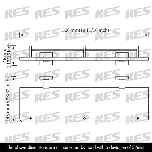 Kes Bathroom Glass Shelf 20-Inch With 6 Mm-Thick Tempered Glass And Sus 304 Stainless Steel Brackets Rustproof Wall Mount Matt Black Finish, A2420A-Bk #TOP2