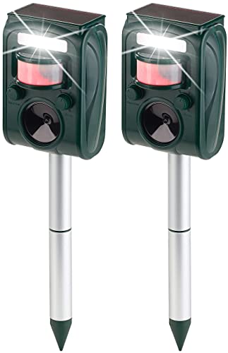 Preisvergleich Produktbild Exbuster Solar Tiervertreiber: 2er-Set Ultraschall-Solar-Tierschrecke mit Blitzlicht, Bewegungssensor (Elektrischer Katzenschreck, Tiervertreiber Ultraschall, wiederaufladbare Batterien)