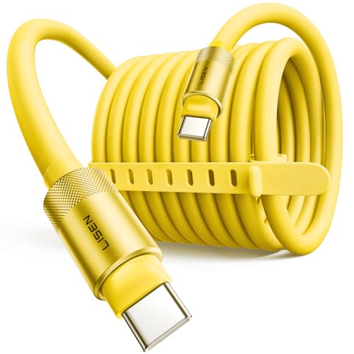 Image of LISEN 10FT USB C Cable Fast Charging, Chubby 240W Cable USB C to USB C Fast Charging Soft Silicone USBC to USBC Parallel Cable for iPhone 17 Pro Max 16 15 Samsung S25 Ultra MacBook Pro Air iPad Yellow