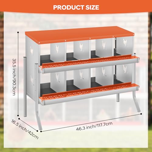8 Compartment Chicken Nesting Box with Bracket Legs, Nesting Boxes for Chickens, Chicken Laying Boxes to Protect Eggs, Easy to Clean & Install by EliteEdge - Used condition - Image 7