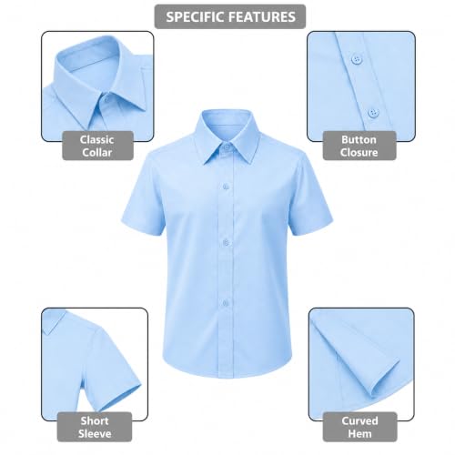 Image of Lilax Boys Classic Short Sleeve Button Down Casual Solid Dress Shirt
