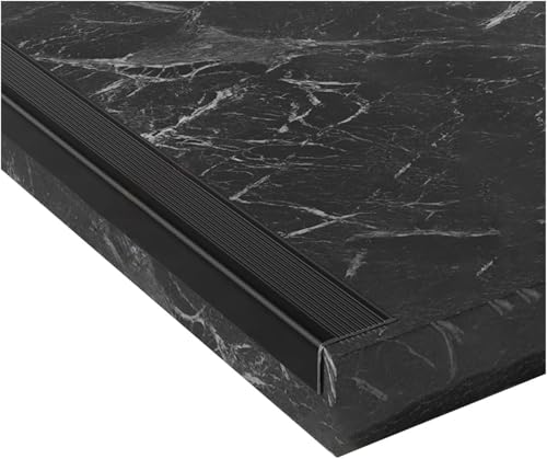 Genérico Protector de Borde de Aluminio para escaleras – Moldura Antideslizante en Forma de L para zócalos, para Uso Interior y Exterior, Color Negro, 1,5 m (5 x 3 cm) – Solución Duradera para el BOR