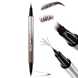 Erinde Crayon Sourcils Microblading 2 en 1, Crayon Sourcils Waterproof, Pointe Multi-Ramifications et Pointe Précise, Maquillage Sourcils Femme, Sourcils Naturels et Définis #03