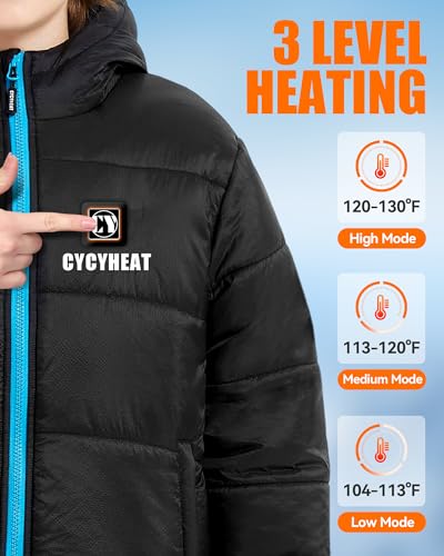 Image of CYCYHEAT Kids Heated Jacket - Boys and Girls Heating Jackets Hoodie Coat With Battery Pack Heated Clothing for Skiing