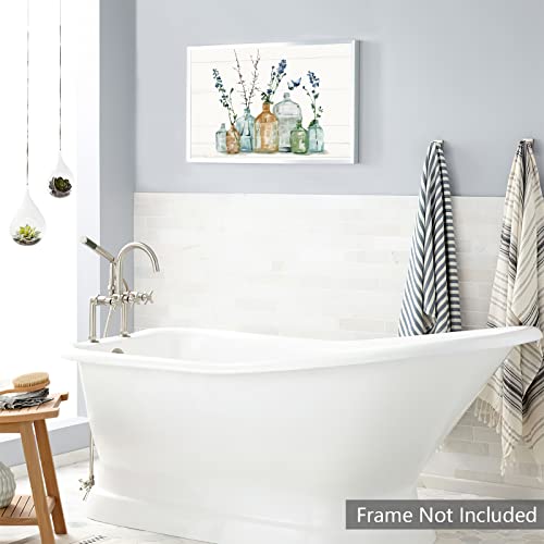 Selitiyer Bathroom Wall Art Rustic Flower Wall Decor Farmhouse Butterfly Wall Art Mason Jar Floral Poster Modern Gallery Canvas Prints For Kitchen Living Dining Room Home Decor 24X16 Inch No Frame #TOP6