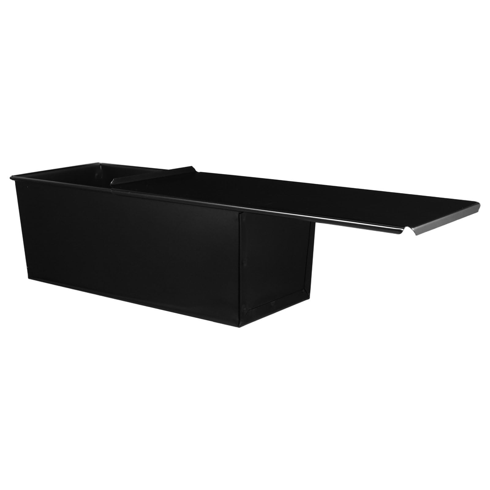 VILLCASE Molde Rectangular Negro para Hacer Pan y Tostadas con Tapa, Material Metálico Antiadherente de 1000g para Uso en Cocina y Hogar