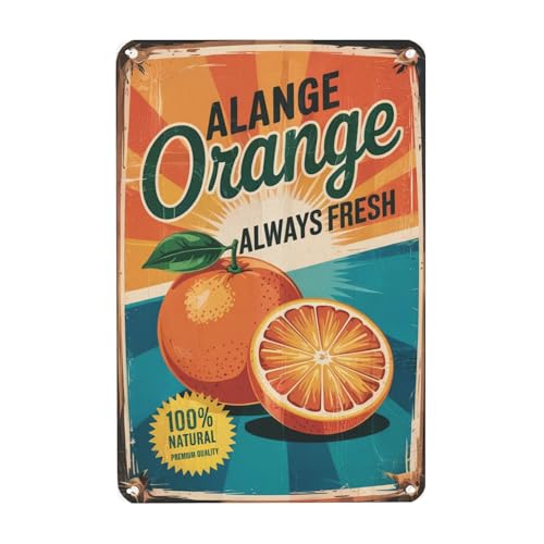 8x12 Inch Metal Sign Fruits Collection Rural Orange Decor For Kitchen Fruit Juice Bars Blending Vintage Grocery Store Layout Plaque