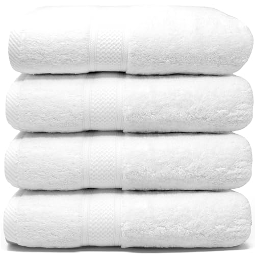 LEBENGOOD Set 4 Asciugamani da Bagno e Viso 4 Pezzi Morbidi Assorbenti Resistenti 50x90 cm 100% Cotone Spugna Americana Premium di Lusso Certificato OEKO-TEX®