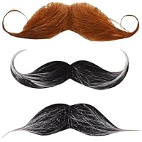 Juego de 3 bigote para pegar con bigote realista, autoadhesivo,