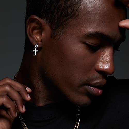 TRUMIUM Cross Earrings for Men Women 925 Sterling Silver Dangle Earrings Hypoallergenic Silver Gold Stud Cubic Zirconia4