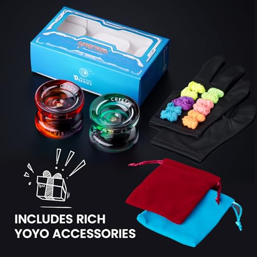 Image of MAGICYOYO K2 Responsive Yoyo for Kids Beginners Yo-Yo with 2 Yo yo Gloves, 1 Blue Sack, 1 Red Sack, 12 Yo-yo Strings (Crystal Black Orange + Black Green)