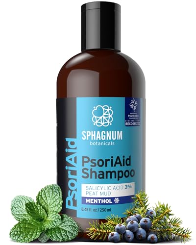 Sphagnum Botanicals Psoriasis Shampoo with Salicylic Acid – Natural Scalp Support for Dry, Itchy, Flaky Scalp with Menthol & Peat Mud – Sulfate-Free, Gentle Formula – 8.45 fl oz