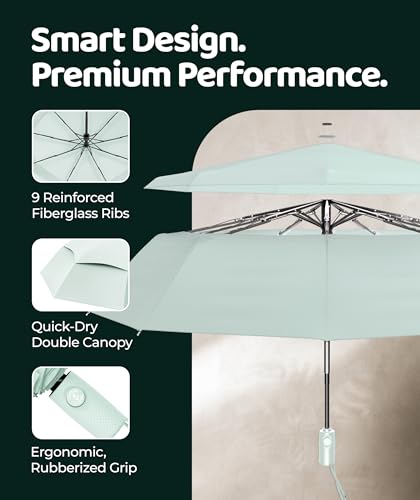 Image of Repel Windproof Travel Umbrella - Compact & Withstands Winds up to 100MPH, Strongest Premium Auto Folding Umbrella for Rain and Sun - Durable, Light & Portable for Women & Men, Fits Backpacks & Cars