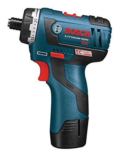 Bosch PS22-02 12-volt Max Brushless Pocket Driver Kit with 2.0Ah Batteries, Charger and Case