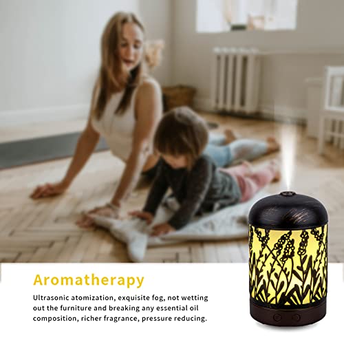 Metal Vintage Essential Oil Diffuser For Home, Essential Oil Diffuser With 7 Colorful Led Night Light,Beautiful Country Style Defuser, Auto-Off Safety Switch, Easy To Clean Water Tank(120Ml). #TOP4