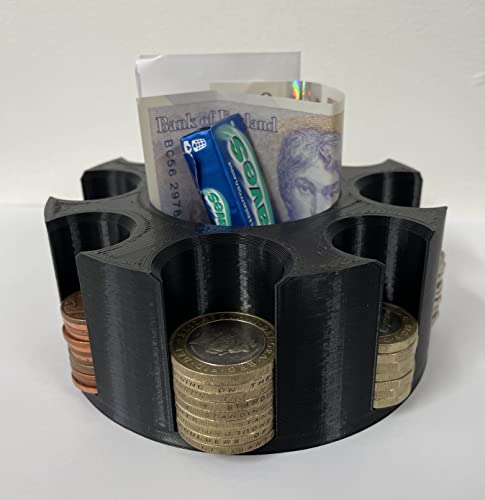 Coin Cash Note Money Organiser Mini Storage Box Sorter Savings 1p-£2 (Black)
