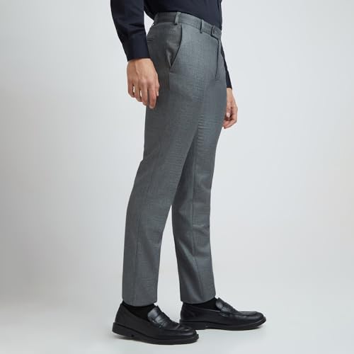 Image of Raymond Men's Slim Fit Mid Rise Polyester Blend Flat Front Formal Trouser