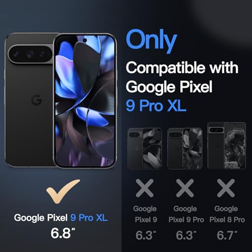 JETech Magnetic Case for Google Pixel 9 Pro XL 2024, Compatible with MagSafe, Translucent Matte Back Shockproof Phone Cover (Black)