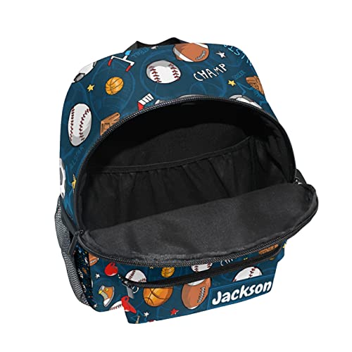 Sinestour Custom Sports Football Basketball Kid's Backpack Personalized Backpack With Name/Text Preschool Backpack For Boys Customizable Toddler Backpack For Girls With Chest Strap #TOP4
