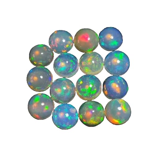 Lot de 100 cabochons d'opale éthiopienne de qualité AAA, 100 cabochons ronds d'opale éthiopienne naturelle pour la fabrication de bijoux, 5MM, Gemme