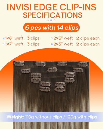 Image of Full Shine Invisi Edge Seamless Clip in Hair Extensions Human Hair