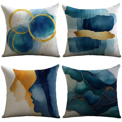 Cuscini Esterno Blu Navy Federe Cuscini Divano 55x55cm Cuscino Divano Astratto Velluto Copricuscini Decorativi Doppia Faccia Stampa Fodera per Cuscino per Sedia Camera Arredo Esterni Giardino JL-528