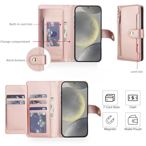 Coque Samsung Galaxy S24 S25 5G anti-chute avec protection écran verre et rangement zippé - 3