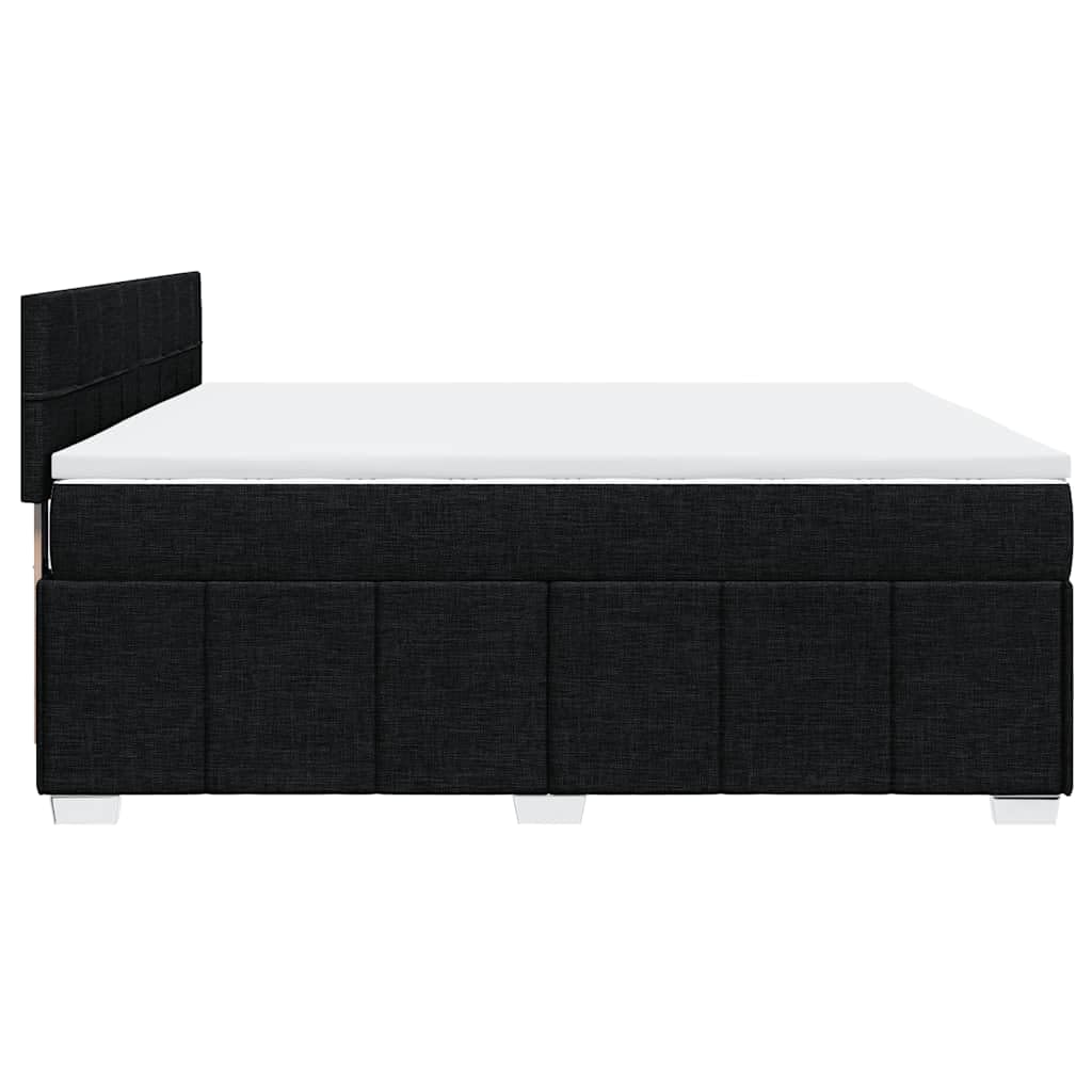 Cama con somier con colchón de 200 x 200 cm en tejido negro, núcleo de muelles ensacados para un agarre óptimo y una transferencia de movimiento reducida, incluye cómodo y transpirable