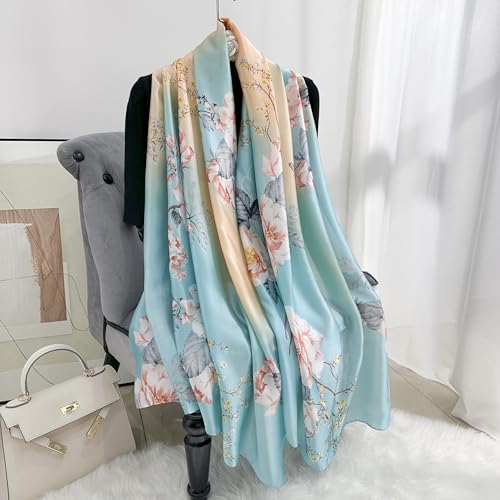 Image of MALINA Women's Polyester Silk Satin Stole Scarf - Soft Lightweight Fashion Wrap, Elegant Floral & Gradient Design, summer stole,Scarf For Women,Premium Stole,Large Size 180x90 cm'