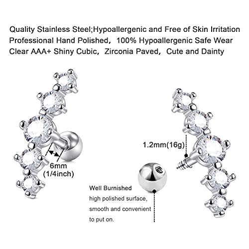 Mayhoop 16g Cartilage Earrings - Men Women Surgical Stainless Steel Tragus Piercing Jewelry Stud Hoop Forward Helix Rook Daith Conch Earrings3