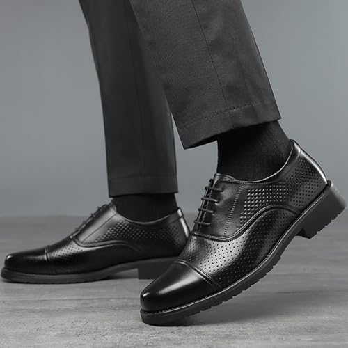 Men’s Leather Oxfords Shoes for Men, Pointed Toe Lace-up Business Derby Classic Tuxedo Shoes2