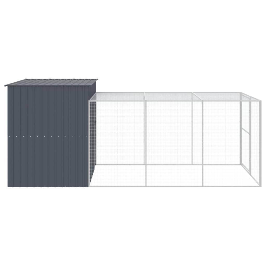 Chenil d'extérieur pour Chien, Enclos Niche Cage pour Chien Métal Niche pour Chien avec Cour Anthracite 214x457x181 cm