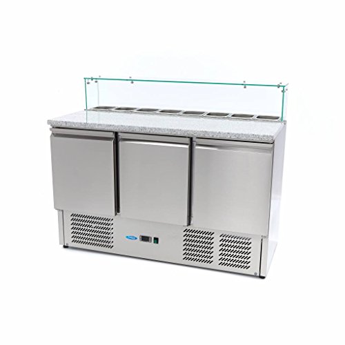 Maxima Réfrigérateur pour la préparation des pizzas - 137 cm - 3 portes - s'adapte à 8 x 1/6 GN...