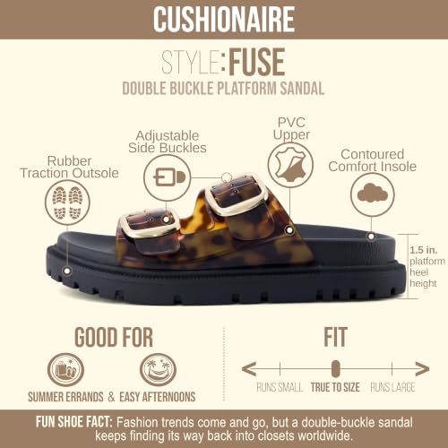 CUSHIONAIRE Fuse Chunky Womens Sandals with Double Buckle Straps and Durable Lug Sole, Casual Platform Sandals Women Footwear, TORTOISE 8 by CUSHIONAIRE - Used condition - Image 4