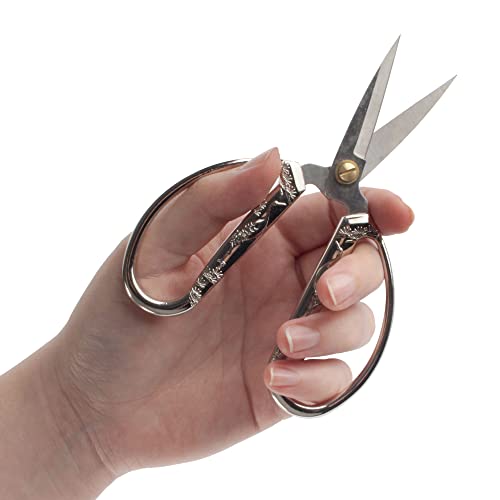 BambooMN Crane Motif Heirloom Embroidery Scissors #TOP26