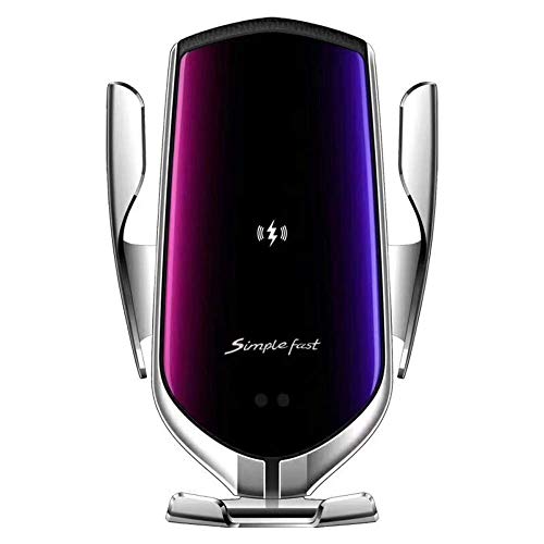 Moore883Maur Cargador inalámbrico para Coche Clip mágico de 10 W Montaje de sujeción automática Un botón Posicionamiento de búsqueda para automóvil 2.5 Soporte de teléfono