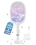 AOKKR Fly Zapper, Electric Insect Killer 1800mAh Rechargeable Bug Zapper Racket 4000V with LED Attractant Light, Handheld & Stand-Up Insect Zapper for Indoor & Outdoor, Camping, XXL Size – 1 Pack