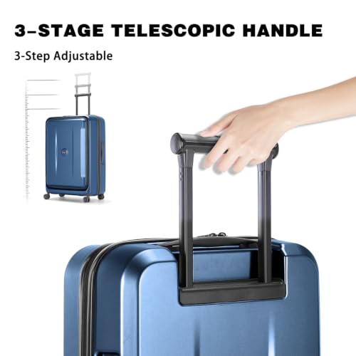Image of 28 Inch Luggage with Spinner Wheels & TSA Lock, Expandable PC Hardside Large Checked Luggage with Top Opening, Durable Lightweight Rolling Suitcase, Blue