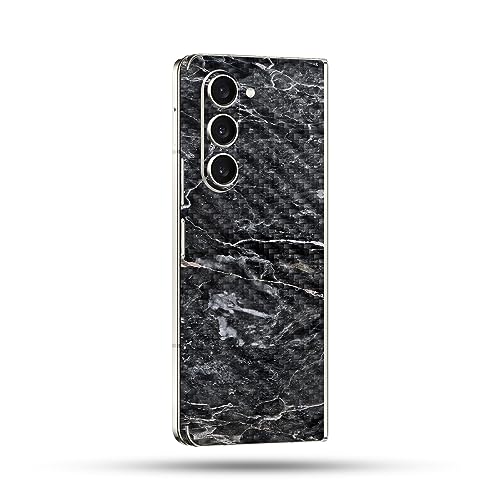 Image of MightySkins Carbon Fiber Skin Compatible with Samsung Galaxy Z Fold 5 Full Wrap - Onyx Marble | Protective, Durable Textured Carbon Fiber Finish | Easy to Apply and Change Styles | Made in The USA