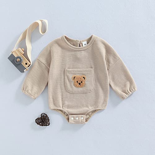Douhoow Cute Baby Sweatshirt Romper Waffle Knit Baby Clothes Infant Girl Boy Fall Winter Outfits2
