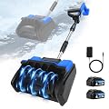 Cordless Snow Shovel, 21V Electric Cordless Snow Blower with Battery and Charger, 19FT Throw Distance, Lightweight 9.9lb for Driveway, Steps, Patio, Sidewalk(Blue)