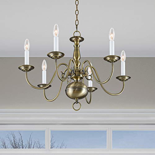 Livex Lighting 5006-01 Williamsburgh 6 Light Antique Brass Chandelier